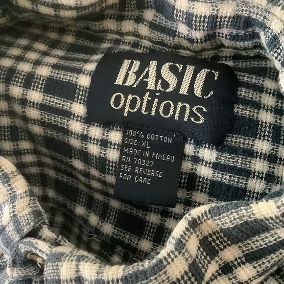 Basic options size xl extra large short sleeve plaid shirt button down up - Picture 3 of 3
